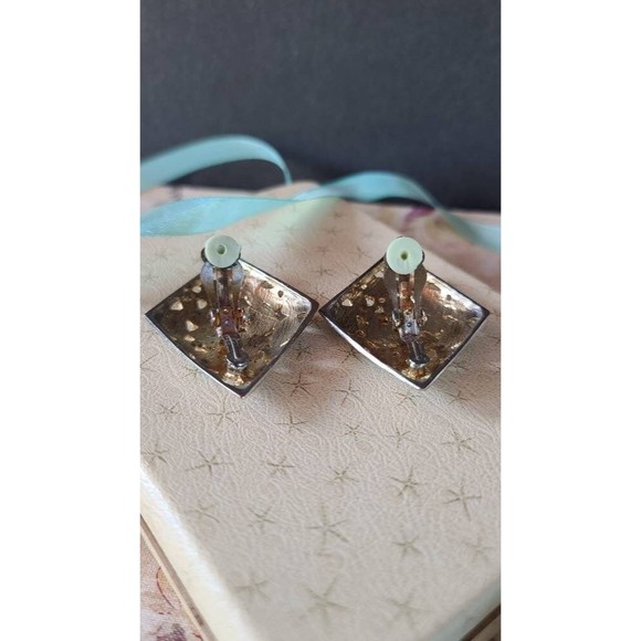 Large Diamond Shaped Clip-on Earrings - Picture 8 of 10